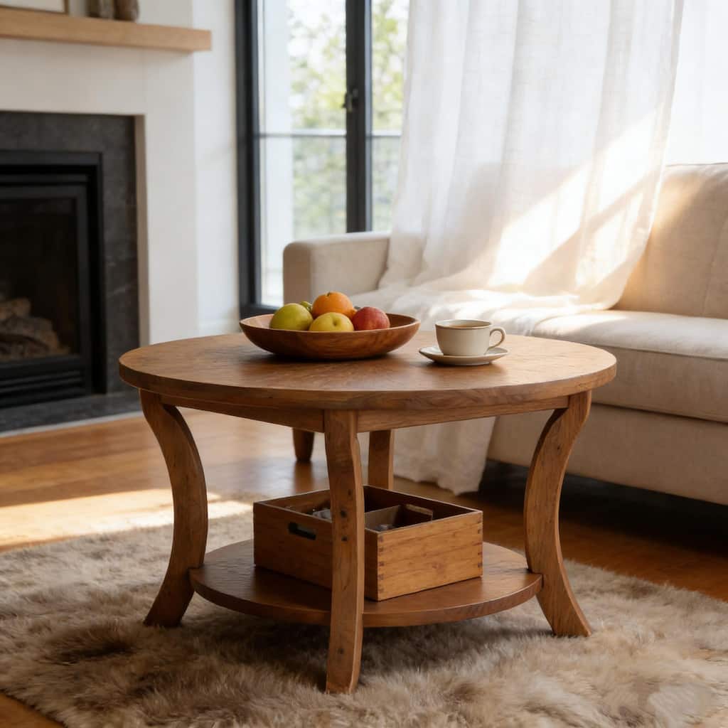 Round Solid Wood Coffee Table