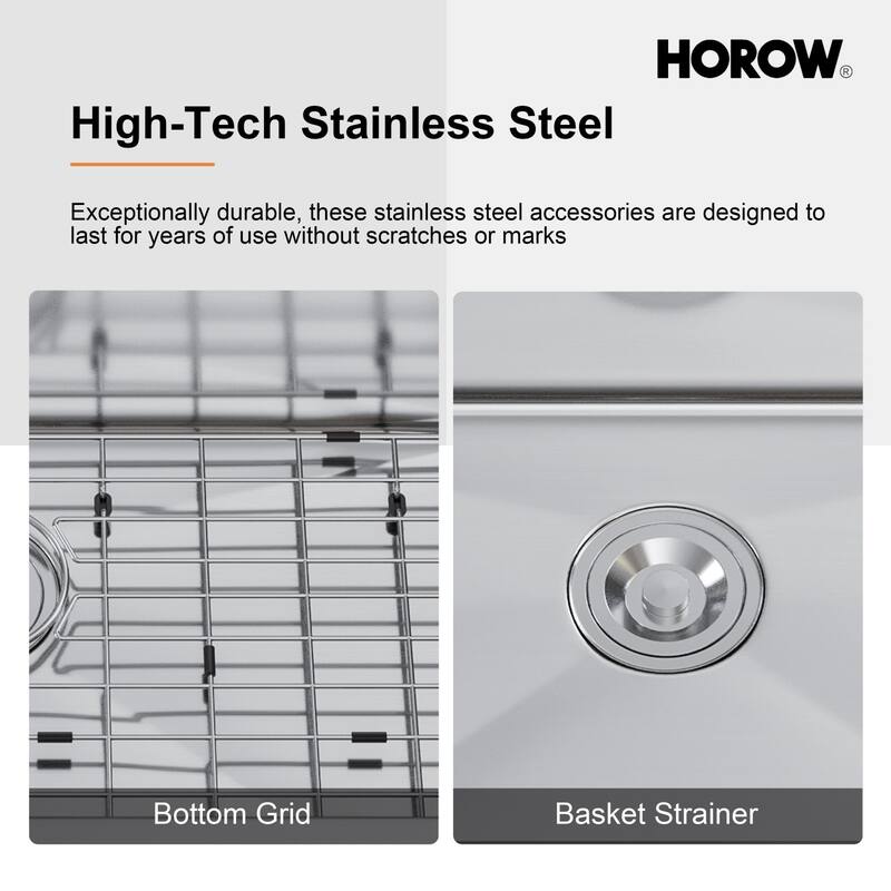 HOROW 32 in 16-Gauge Undermount Single Bowl Stainless Steel Kitchen Sink with Accessories