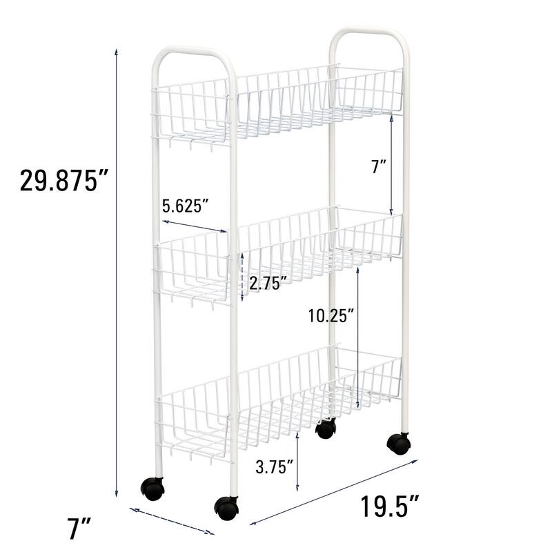 Household Essentials 3 Shelf Storage Cart with Wheels