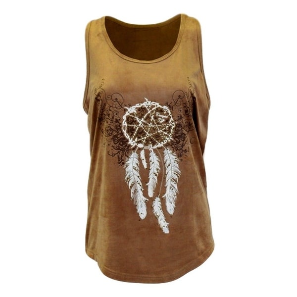Cowgirl Tuff Western Shirt Womens Dreamcatcher Tank Top Tan