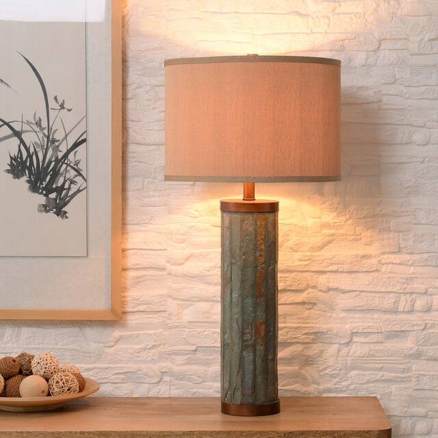 Bartoe Natural Slate with Copper Finish Accents Table Lamp - Natural Slate and Copper Finish
