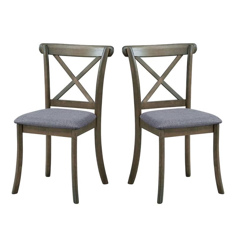 5-piece Wooden Round Dining Table Set Kitchen Table Set with X-shaped Backrest Chairs & Waterproof Tabletop