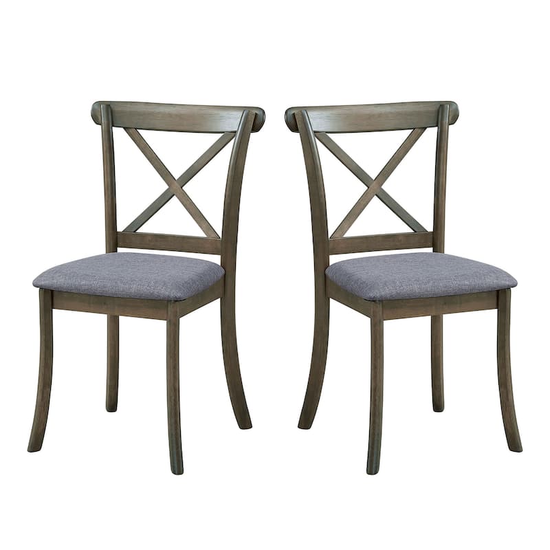 Wooden X Back Dining Chairs Set of 2 Modern Fabric Upholstered Kitchen Side Chairs