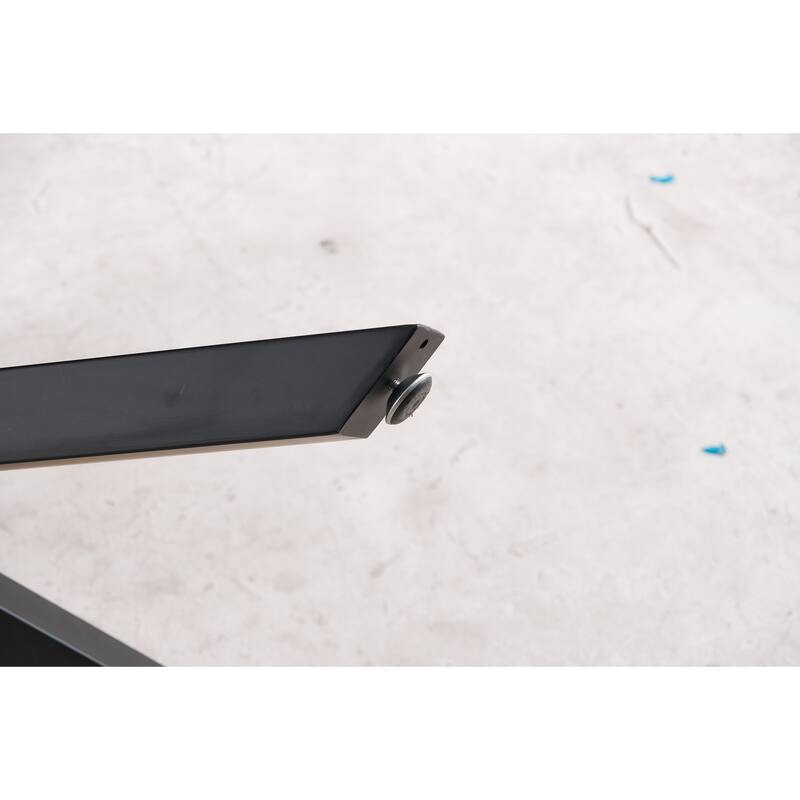 42.1"BLACK AND WOOD COLOR Table Mid-century Dining Table for 4-6 people, End Table Leisure Coffee Table,cross leg
