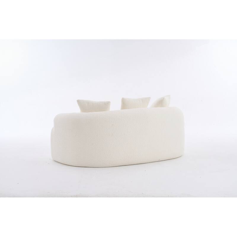 Curved Loveseat White Full Compression Sponge Sofa