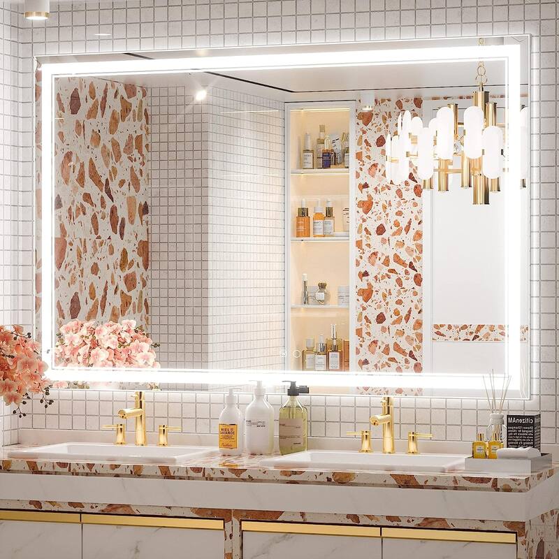 KEONJINN LED Bathroom Vanity Mirror Wall Mounted Anti-Fog Dimmable Mirror - 60X40