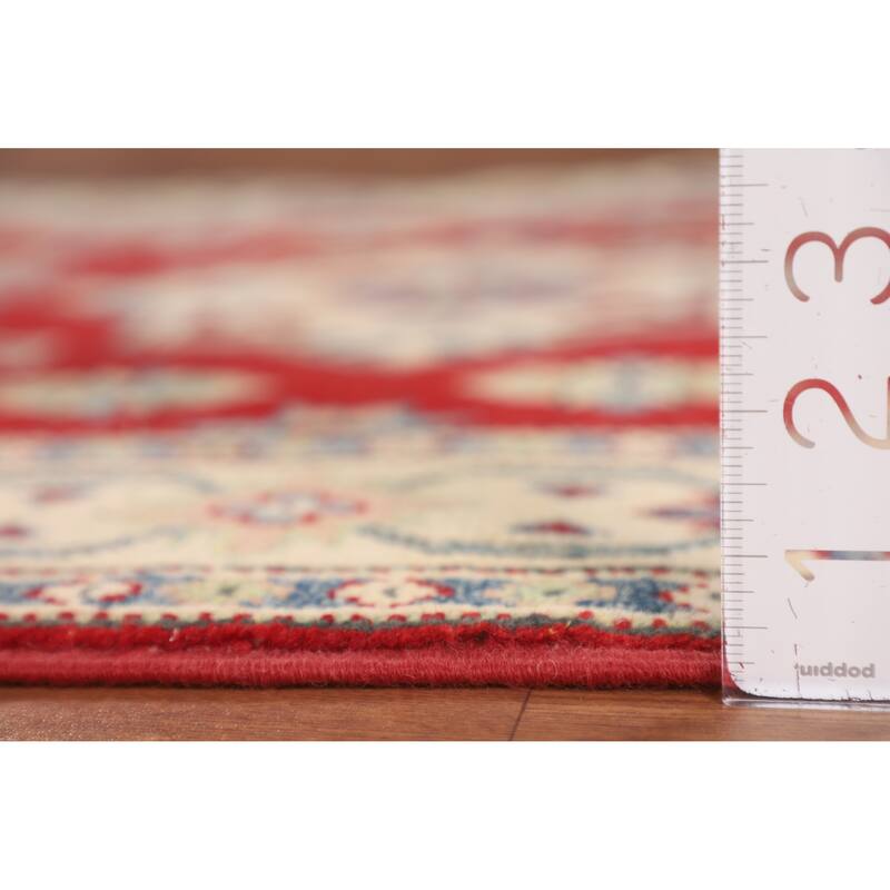 Red Kazak Foyer Rug Hand-Knotted Wool Carpet - 3'5" x 4'9"