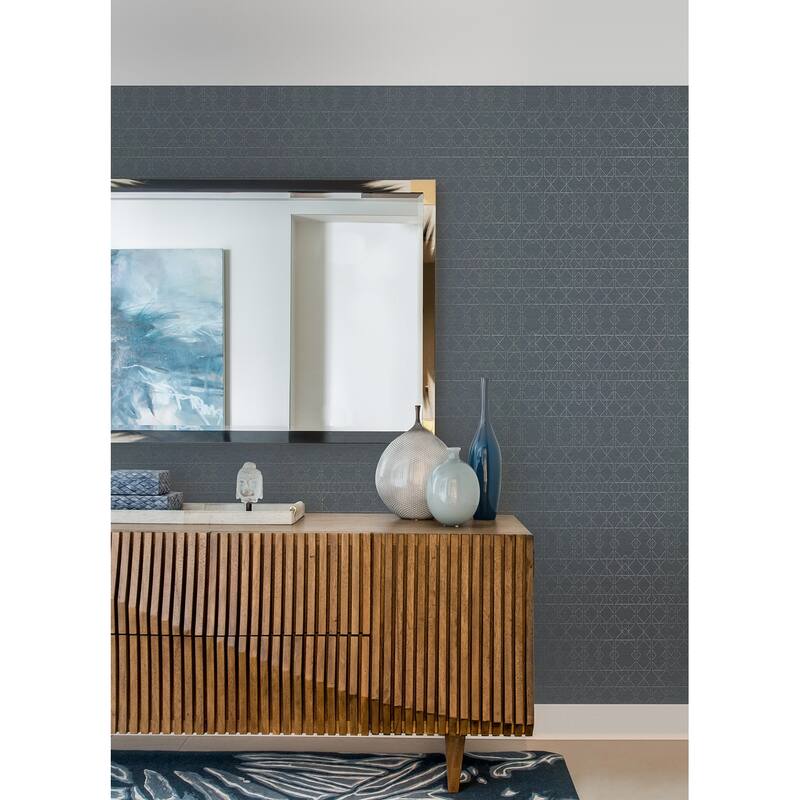 A-Street Prints Paititi Denim Diamond Trellis Wallpaper