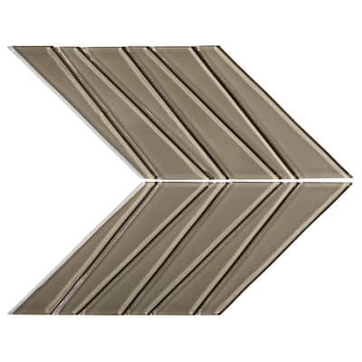 Palms 12 in. x 15 in. Smoke Gloss Geometric Glass Mosaic Wall Tile