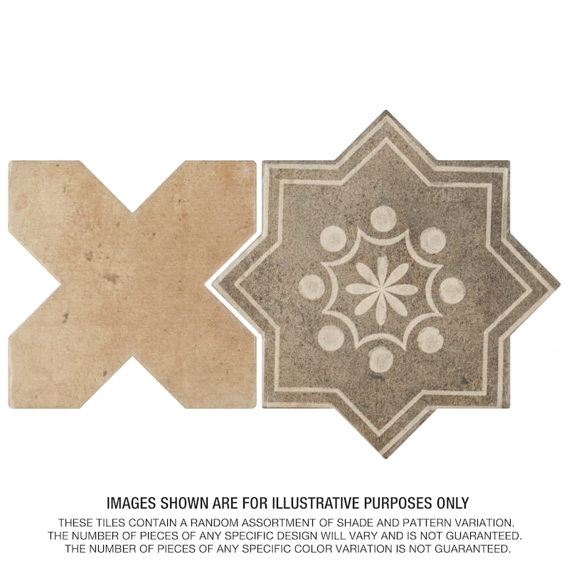 Merola Tile Tech Land Star Fire Temple/Cross Fire 6" x 12" Porcelain Floor and Wall Tile - 2 Tiles