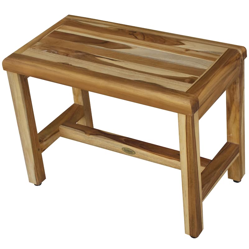 EcoDecors Eleganto Earthy Natural Teak Wood Teak Shower Bench 24-inches Wide x 18-inches High - Natural Teak