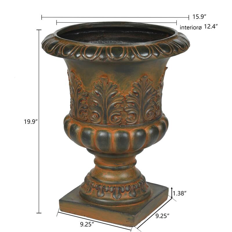Weathered Brown Classic Urn Planter - 19.9" H x 15.9" Diameter