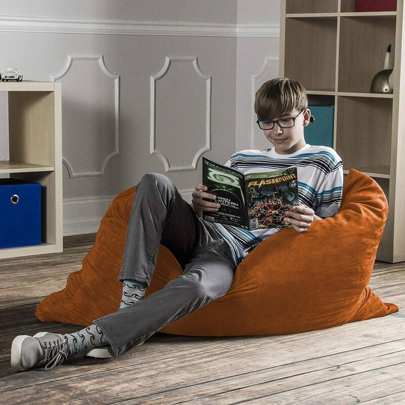 Solid Kids Microsuede Pillow Bean Bag - 44" - Mandarin Orange