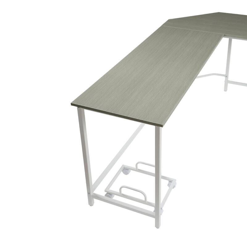 L-Shape Rectangular Computer Desk, Gray and White