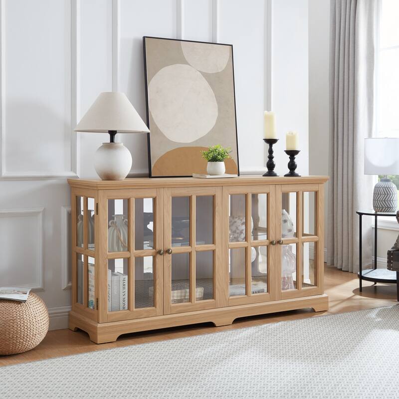 LED Curio Display Cabinet Antique Display Cabinet with Glass Doors