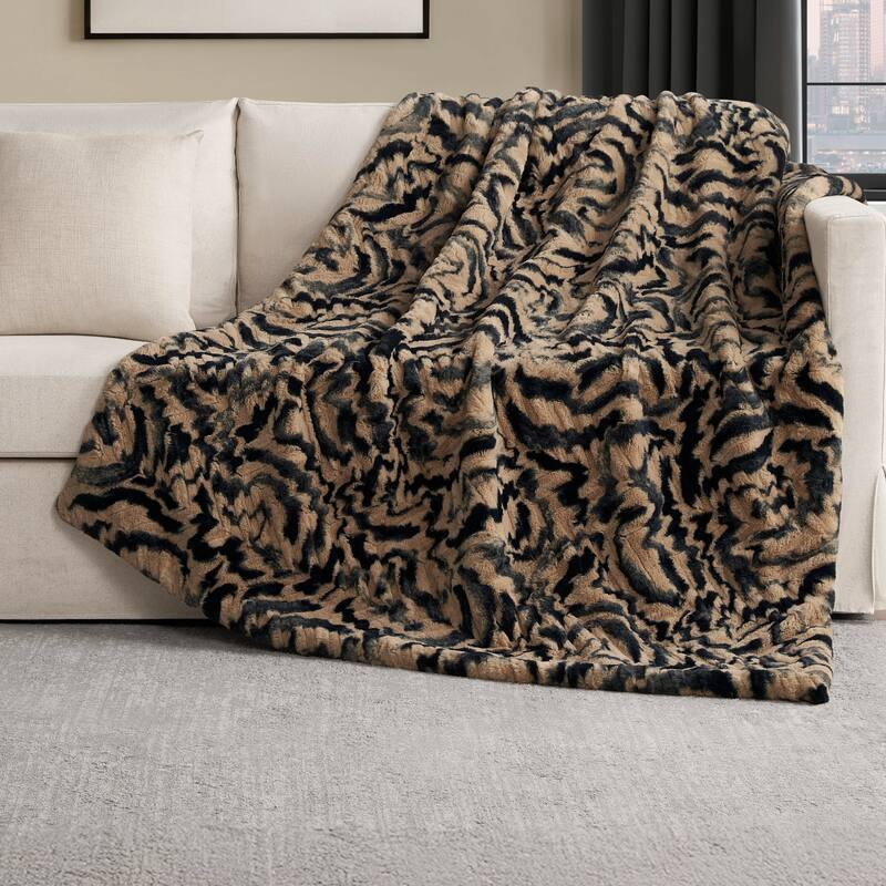 Nine West Faux Throw Blanket - 50" x 70" - Taupe