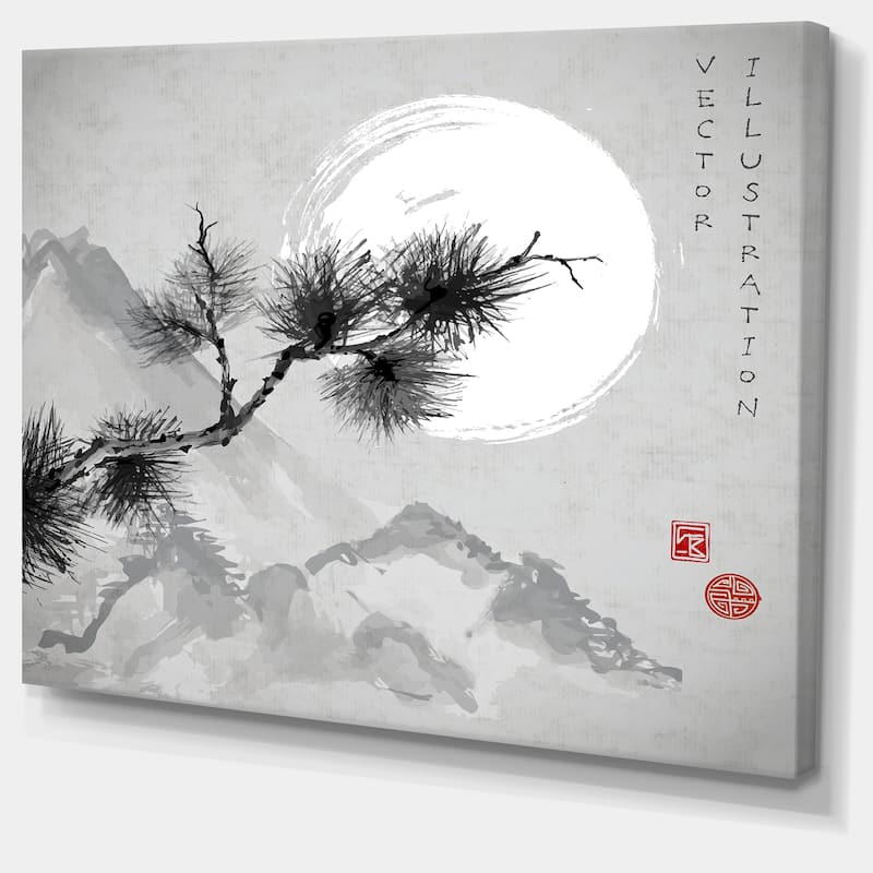 Designart - Pine Tree Branch - Japanese Canvas Art Print
