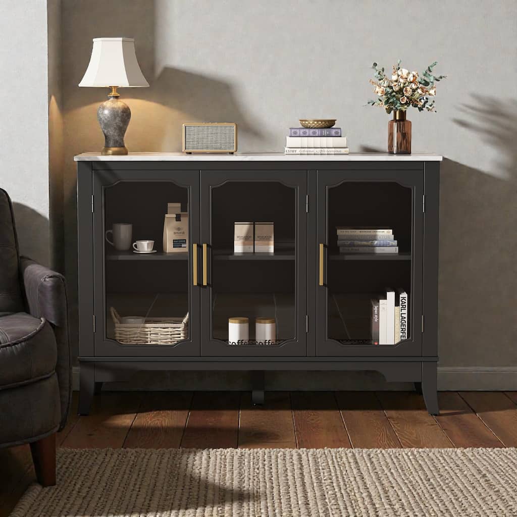 48'' Modern Storage Cabinet with 3 Doors, Large Sideboard with Adjustable Shelves for Entryway, Living Room or Dining Room