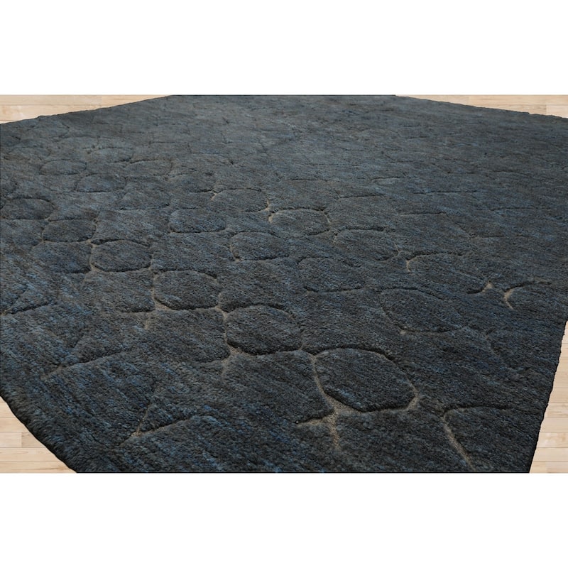 8x10 Tibetano Hand Knotted Wool Grey Modern & Contemporary Plush Pile Rug - 8' x 10'