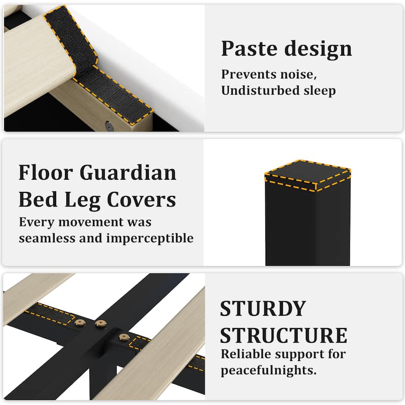 Upholstered Platform Bed PU Leather Floating Bed Frame with LED Lights&Diamond Tufted Headboard/No Box Spring Needed/Noise Free