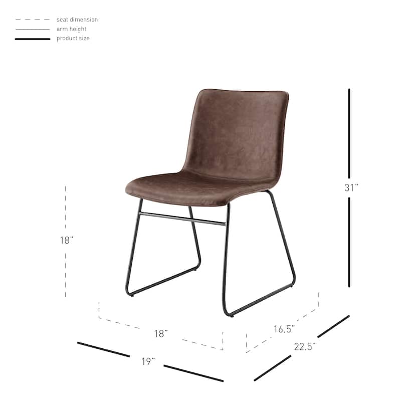 NPD Furniture Bruce Faux Leather Dining Side Chair (Set of 2)