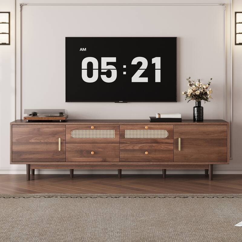 Dark Brown TV Stand Media Cabinet for 65 to 85 Inches TVs, Farmhouse Entertainment Center TV Console for Living Room - Dark Brown