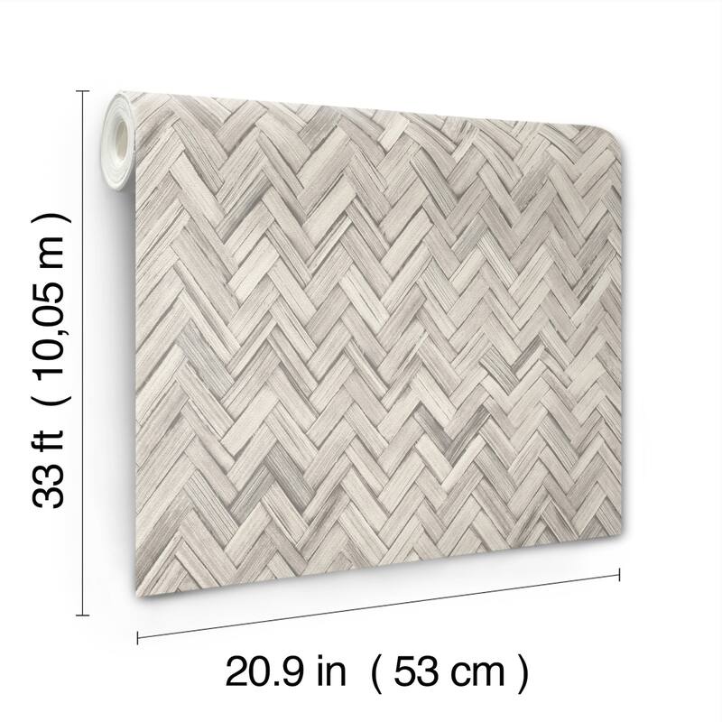 A-Street Prints Ellery Light Grey Herringbone Wallpaper