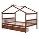 preview thumbnail 29 of 43, Full Size House-Shaped Daybed with 2 Drawers - Space-Saving Wooden Bed for Kids