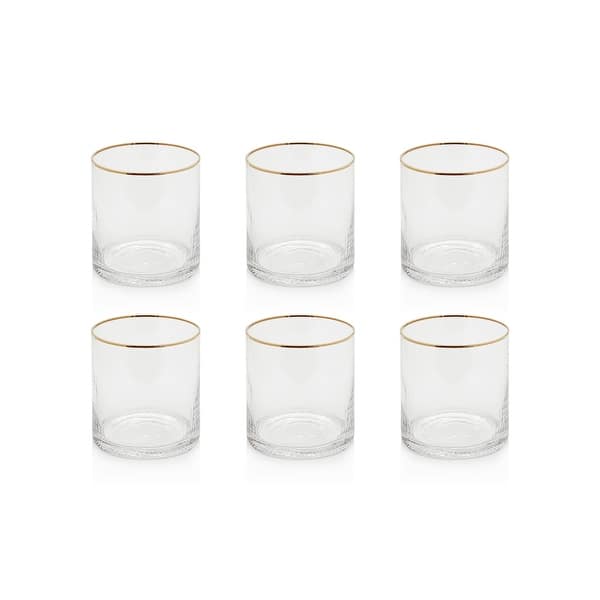 Optic Rock Glasses with Gold Rim, Set of 6 - Bed Bath & Beyond - 36537603