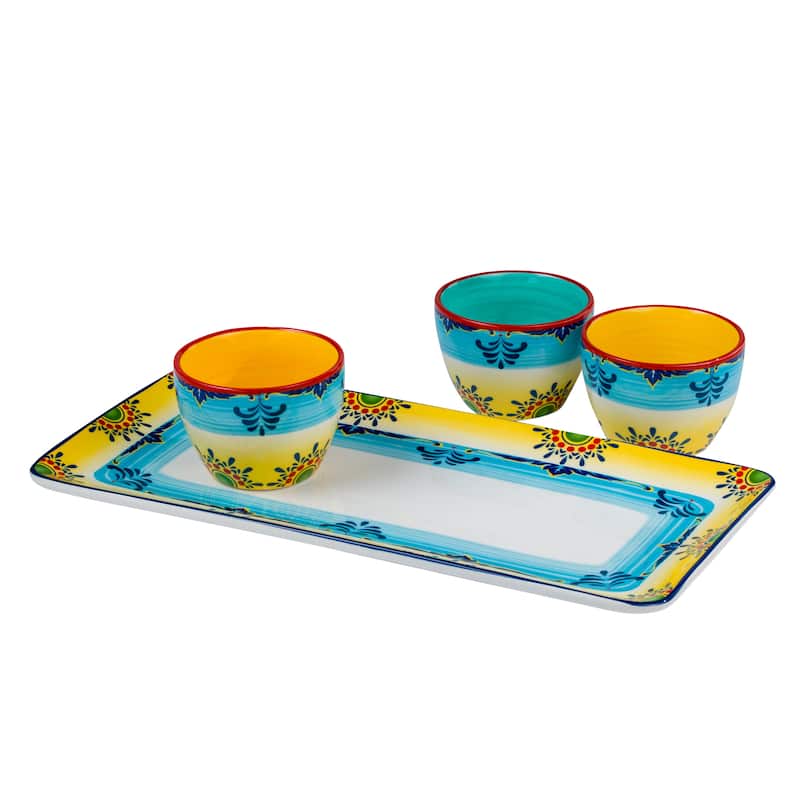 Euro Ceramica Zanzibar Ceramic 4 Piece Appetizer Serving Set