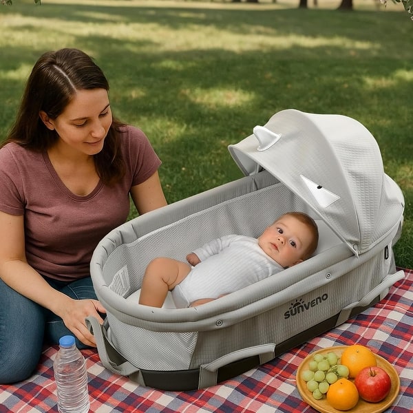 Sunveno Portable Bassinet with Canopy and Travel Handles  display picture 1