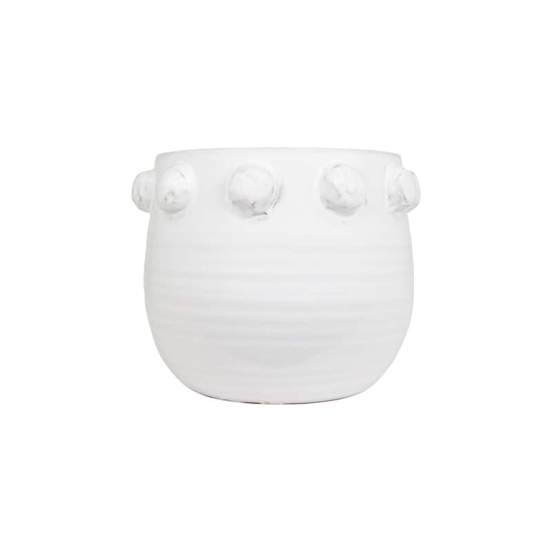 Terra-cotta Planter with Raised Dots Design - 10.5"L x 10.5"W x 9.0"H