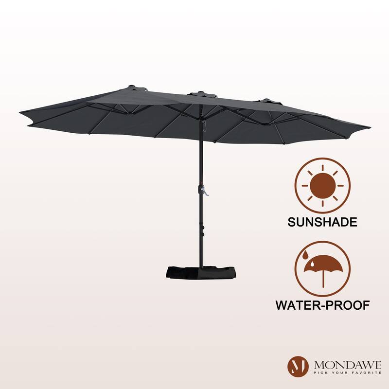 15ft Rectangular Patio Market Umbrella with Base