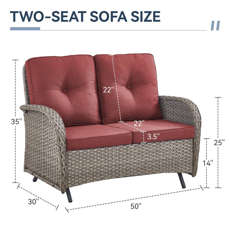 Gymojoy Stylish Patio Loveseat Glider Sofa with Cushions