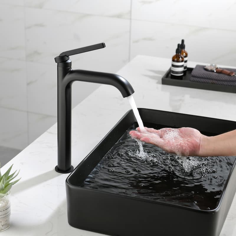9-12" H Solid Brass Single Handle Bathroom Sink Faucet