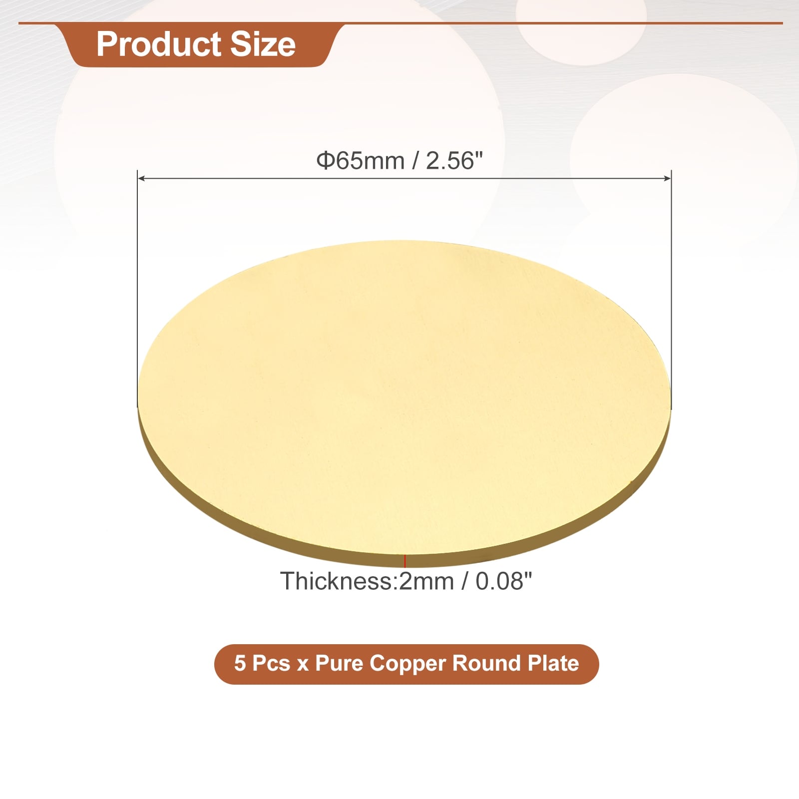 Round Brass Plate, Dia Brass Copper Sheets, Brass Copper Plates for Crafts, DIY, Electrical Repairs