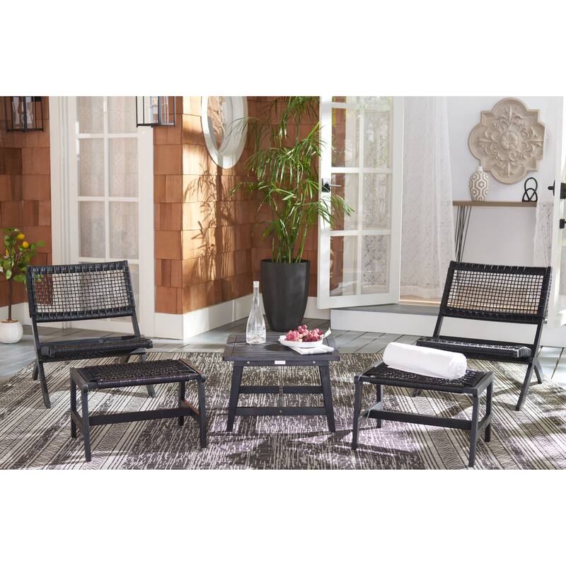 SAFAVIEH Lissy Acacia/ Rope Outdoor Chair & Table Set - 24W x 28D x 31H