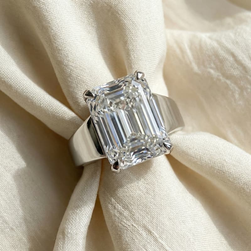 Bliss Diamond Certified 6Ct Emerald Cut Stephanie Diamond Engagement Ring Gold Lab Grown