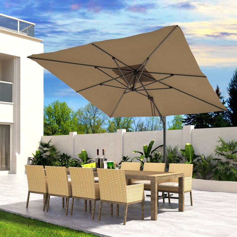 Outdoor 10FT 360 Degree Rotation Double Top Cantilever Umbrella