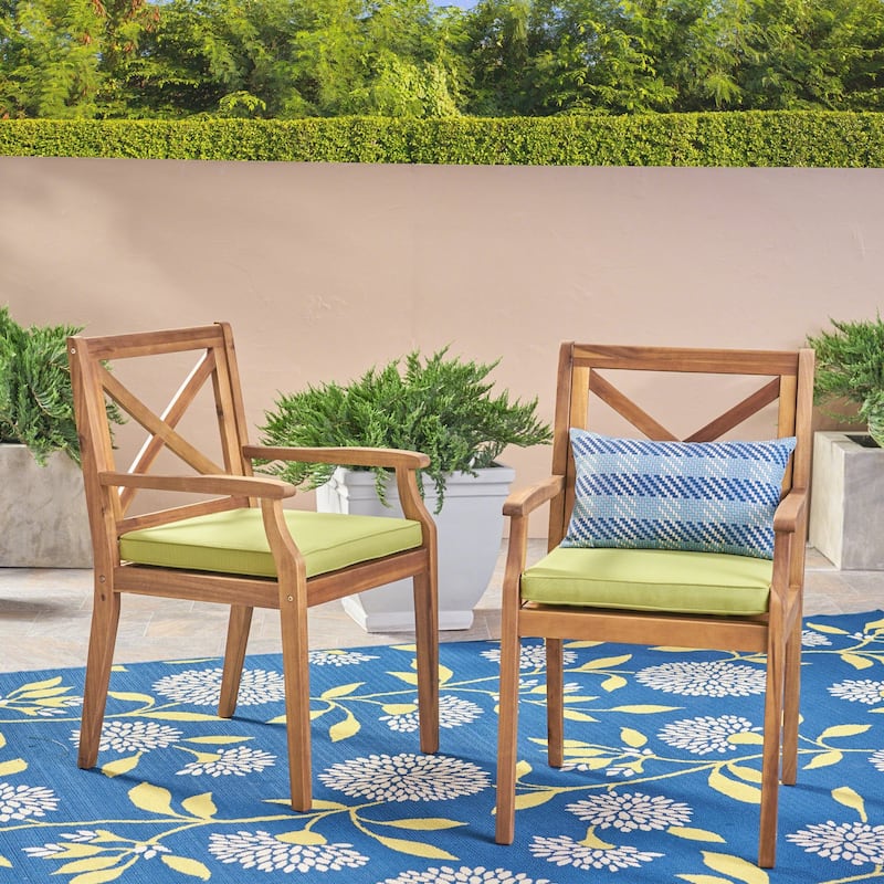 Set of 2 Dining Chairs with 2 Cushions