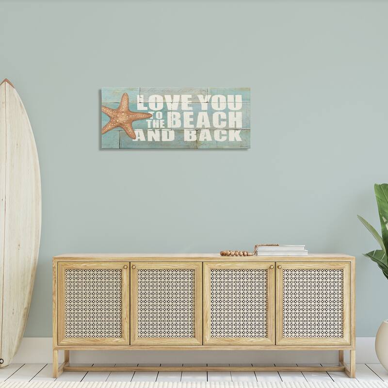 Stupell Love You To The Beach And Back Starfish Bricks, Canvas, 10 x 1.5 x 24, Made in USA