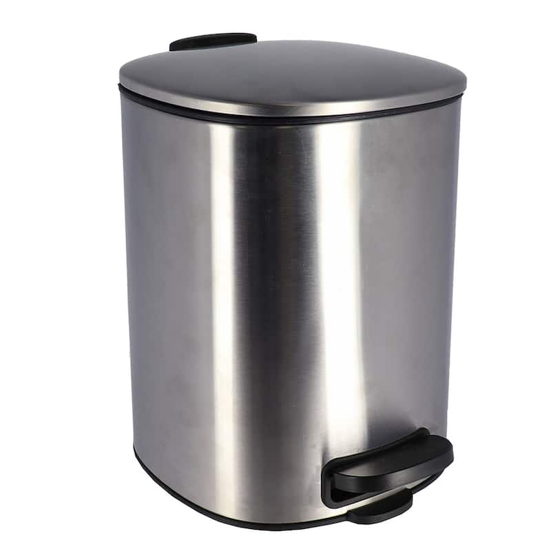 Stylish Metal Trash Can with Silent Soft Close Lid 5L - 1.3 Gal Foot Pedal - 1.3 Gallons