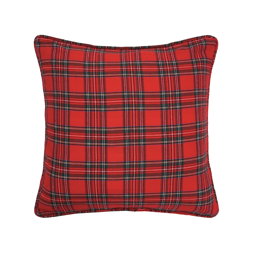 20" x 20" Arlington Red Plaid Christmas Throw Pillow