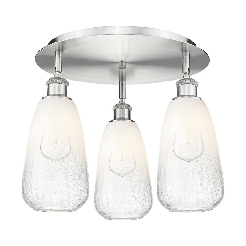 Innovations Lighting Endless Possibilities Ballston - Brookhaven Almond - 3 Light 18" Flush Mount - Satin Nickel/Opal