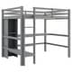preview thumbnail 5 of 22, Full Size Loft Bed with Bulit-in Desk and Multifunction Storage Shelves, Wooden Loft Bedframe with Ladder and Guardrail