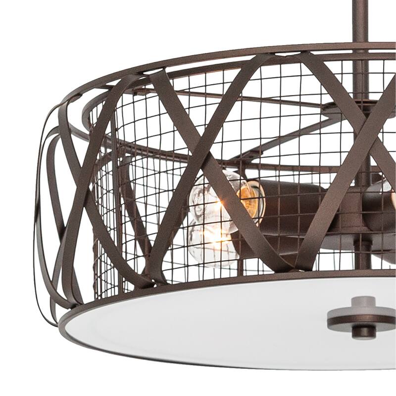 Modern 5-Light Drum Metal Mesh Chandelier - 18.9"x18.9"x14.7"