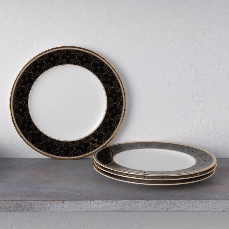 Noritake Trefolio Gold Set Of 4 Accent Plates, 9-3/4"