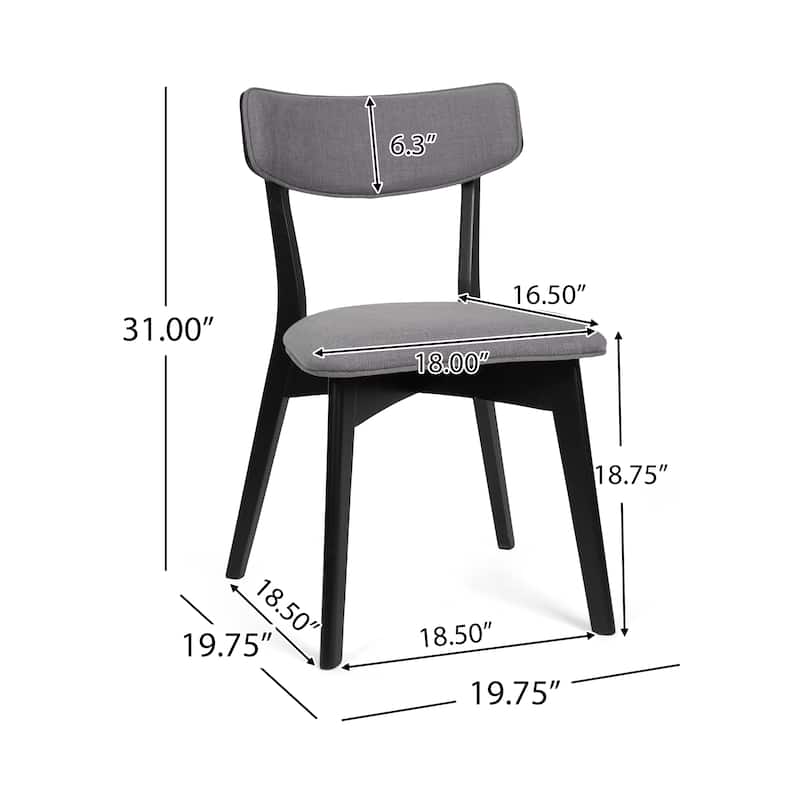 Chazz Mid-Century Modern Upholstered Rubberwood Dining Chairs (Set of 2) by Christopher Knight Home