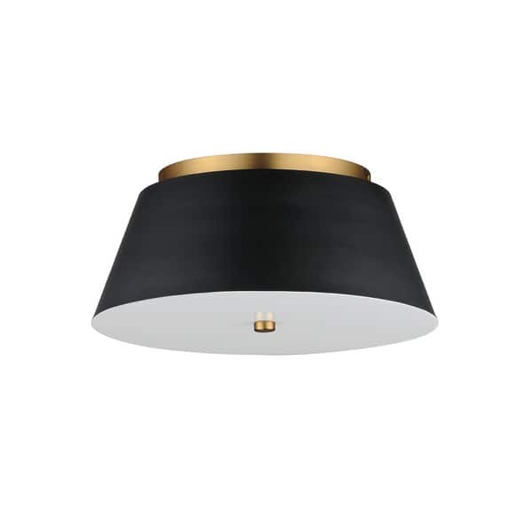slide 2 of 4, Maxim 10719 Miles 16" Wide LED Flush Mount Ceiling Fixture Black / Natural Aged Brass