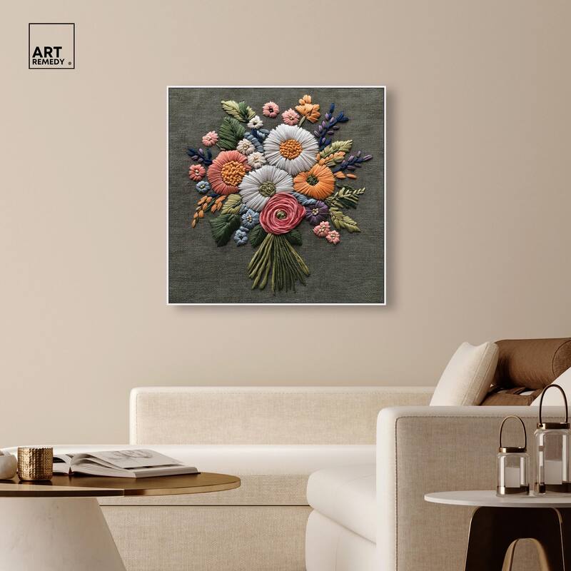 Stitched Bloom Bouquet II Canvas by Art Remedy
